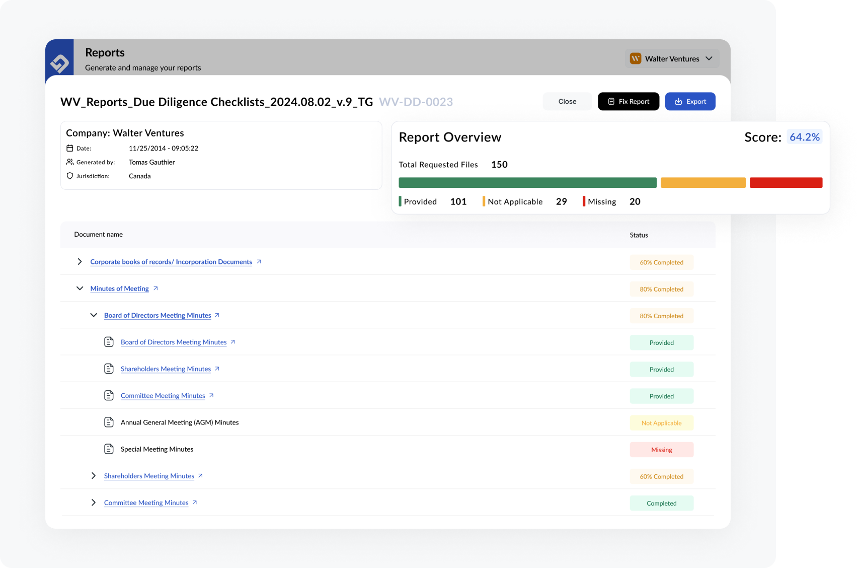 LiquidDocs platform document and data view