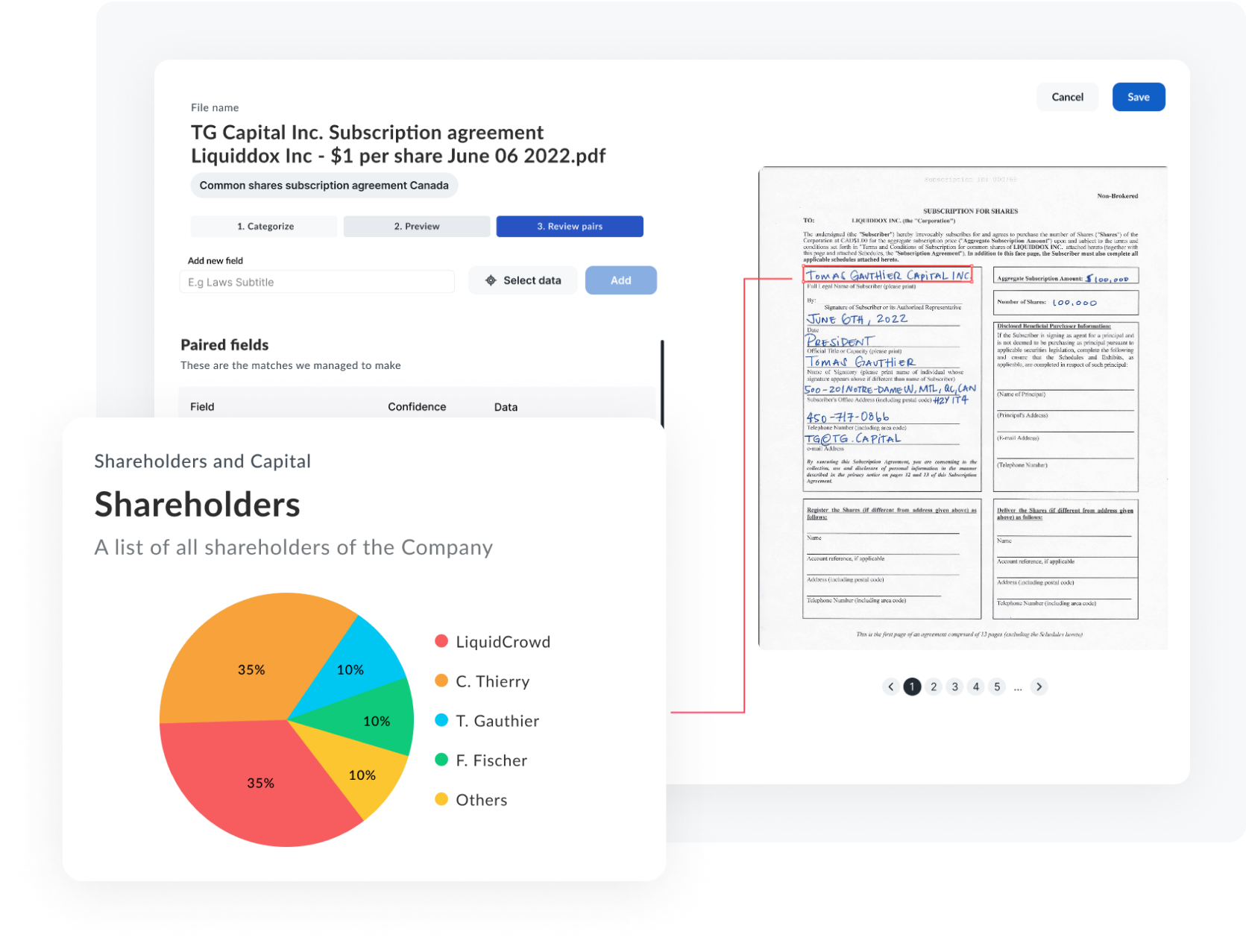 Documents view: organized records, ready for investors